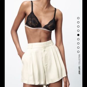 Zara Satin Effect Pleated Shorts